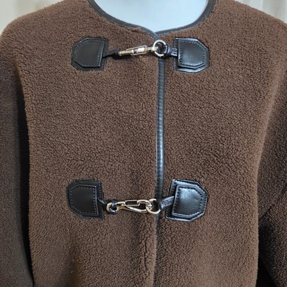 Rebecca Minkoff Faux Shearling Toggle Jacket – Chocolate Brown (Size M) - Picture 3 of 6